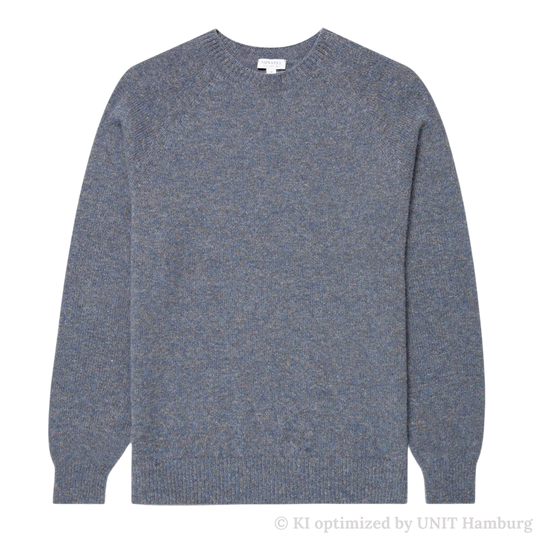 Watermarked - Sunspel Lambswool Crew Neck Denim Twist