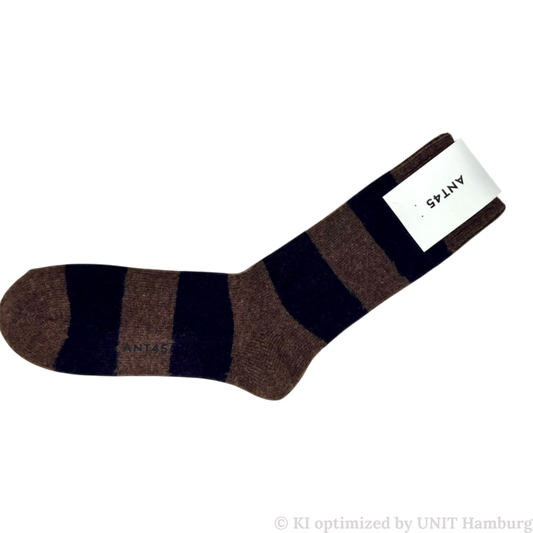 Watermarked - ANT45 GEEL Socken braun-navy gestreift aus Wollmix