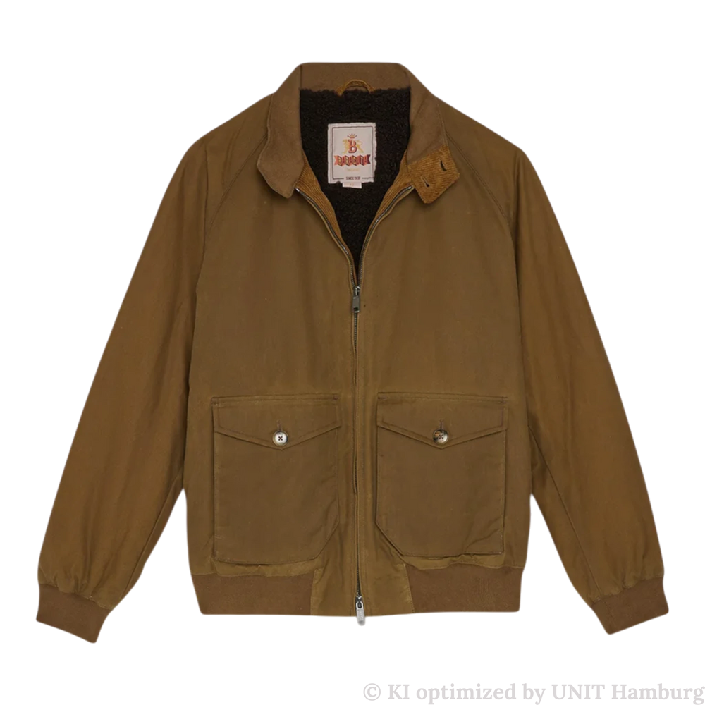 Watermarked - Baracuta, G9 Harrington, Wachsjacke, dunkelbeige