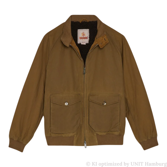 Watermarked - Baracuta, G9 Harrington, Wachsjacke, dunkelbeige