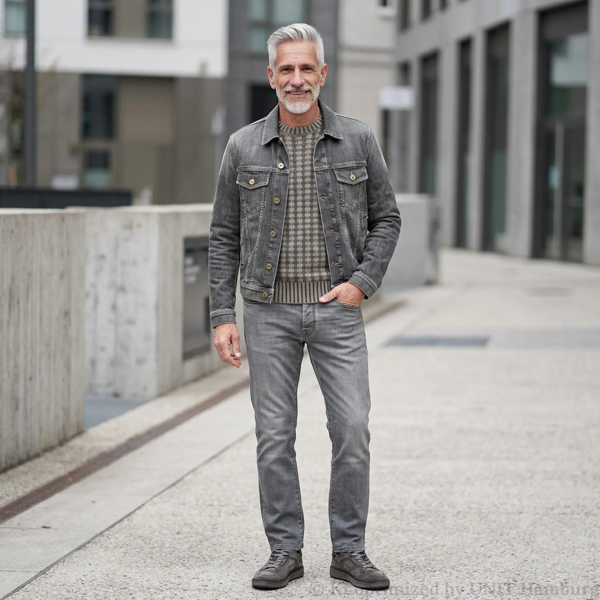 Watermarked - Jacob Cohën, Trucker Jacket, Grey Washed