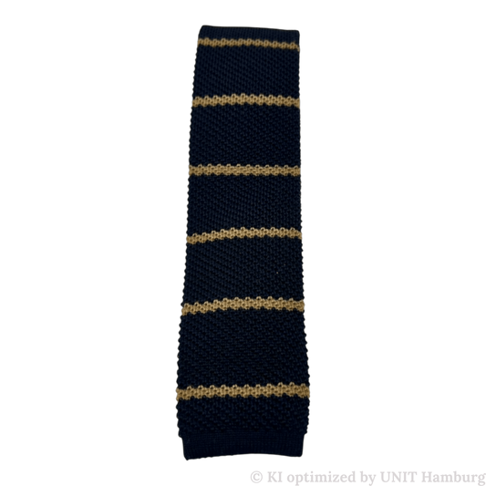 Watermarked - Ascot, Krawatte aus Wollstrick, blau mit beigen Streifen