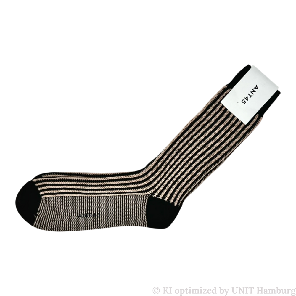 Watermarked - ANT45, Socken, gestreift dunkelbraun beige aus Baumwolle