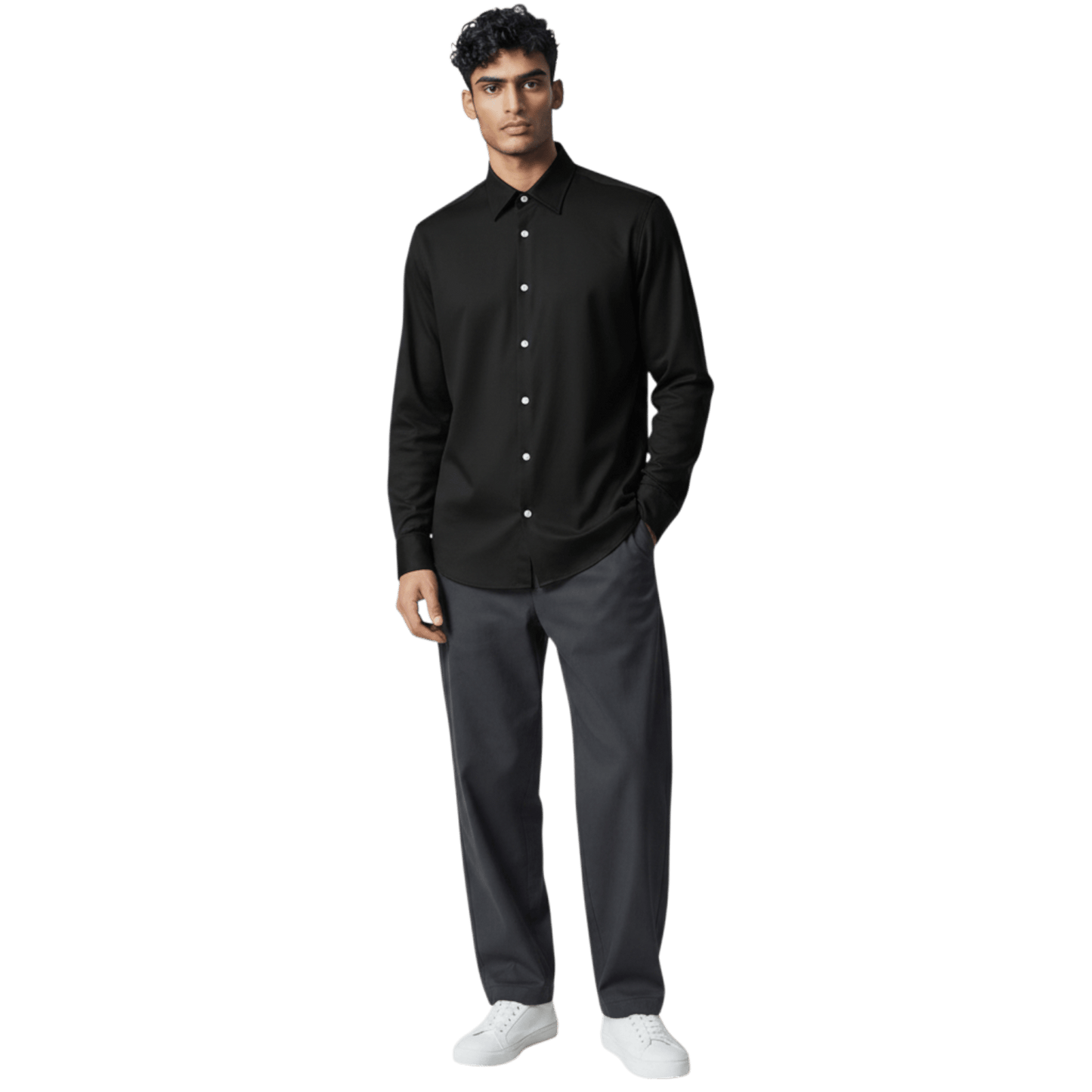 UNIT Hamburg - Sonrisa, das feine Jerseyhemd, schwarz - Sonrisa