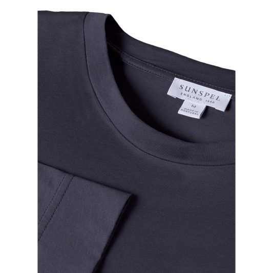 UNIT Hamburg - Sunspel, Langarm Riviera T-Shirt, Rundhals, navy - Sunspel