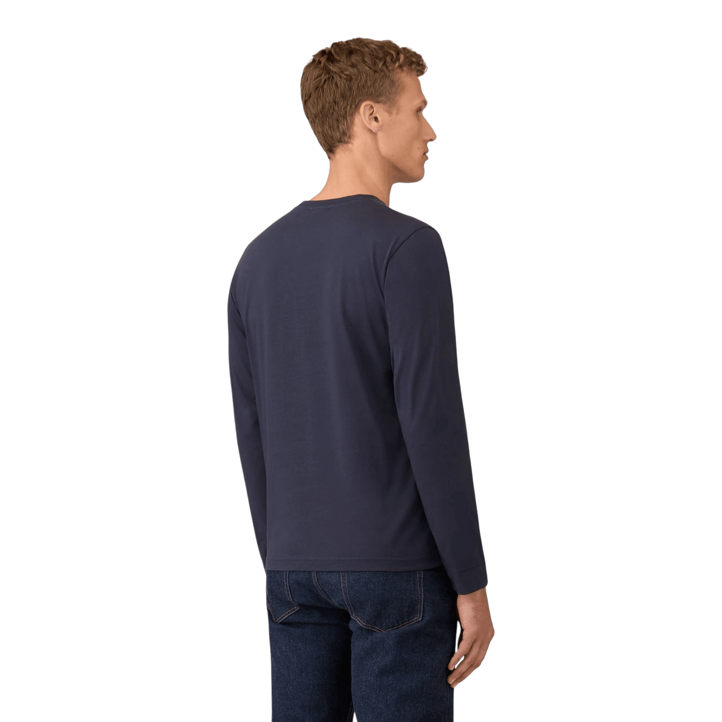 UNIT Hamburg - Sunspel, Langarm Riviera T-Shirt, Rundhals, navy - Sunspel