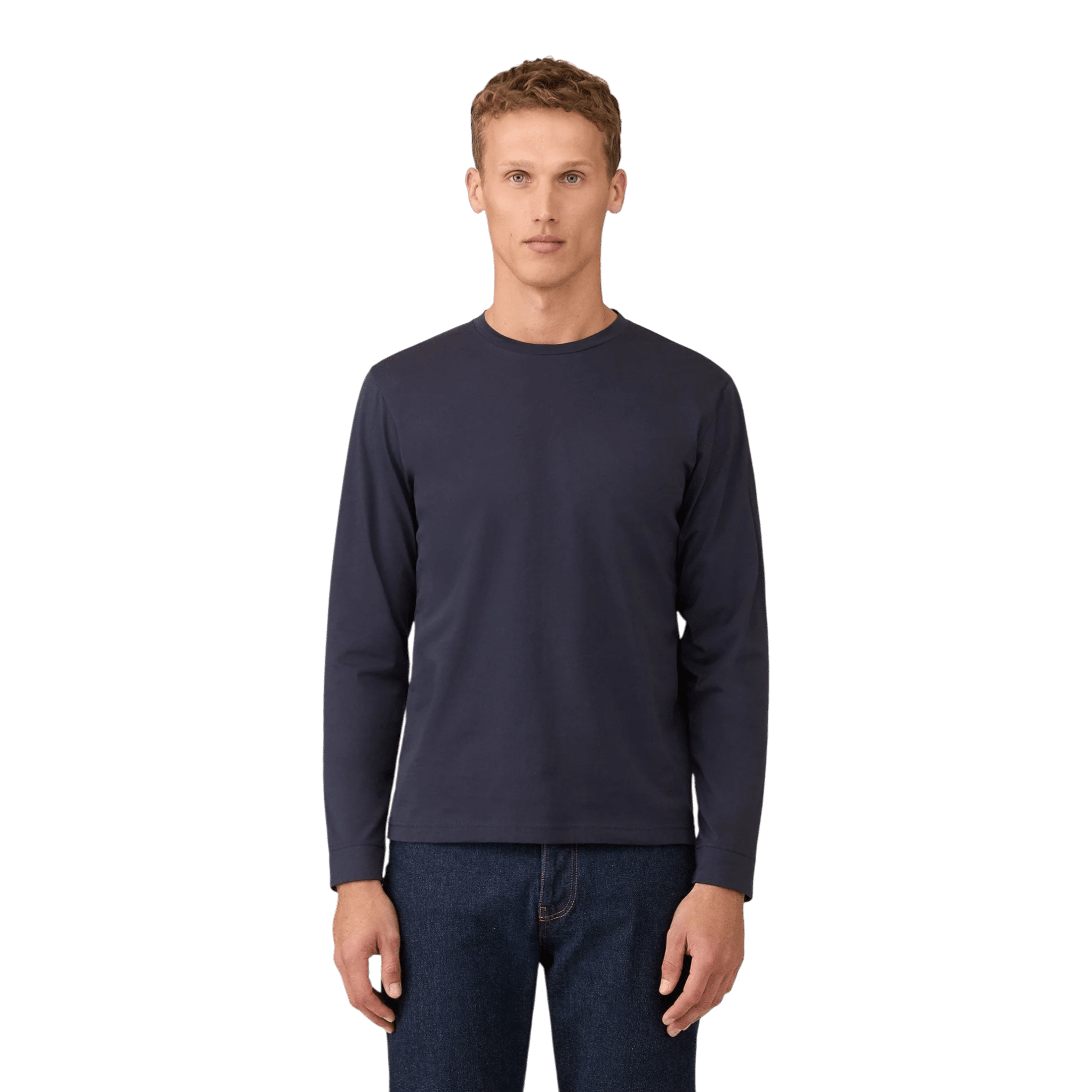 UNIT Hamburg - Sunspel, Langarm Riviera T-Shirt, Rundhals, navy - Sunspel