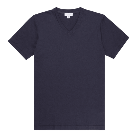 UNIT Hamburg - Sunspel, Riviera V Neck T-Shirt, navy - Sunspel