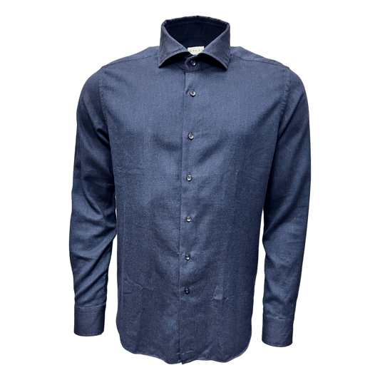 Xacus, gewaschener Flanell, Baumwolle mit Lyocell, navy - UNIT Hamburg