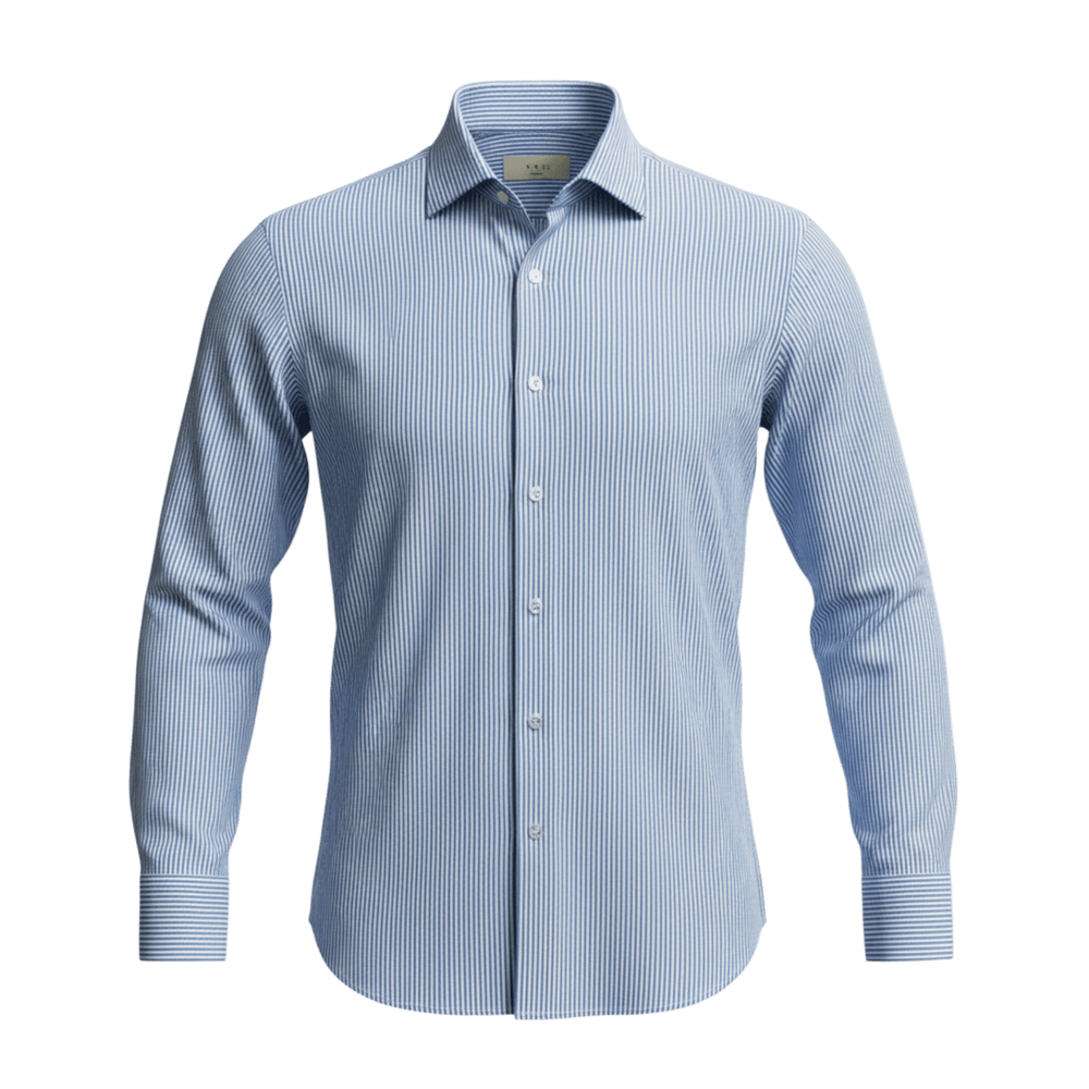 UNIT Hamburg - Xacus Seersucker Hemd, blauer Römerstreifen – Made in Italy - Xacus