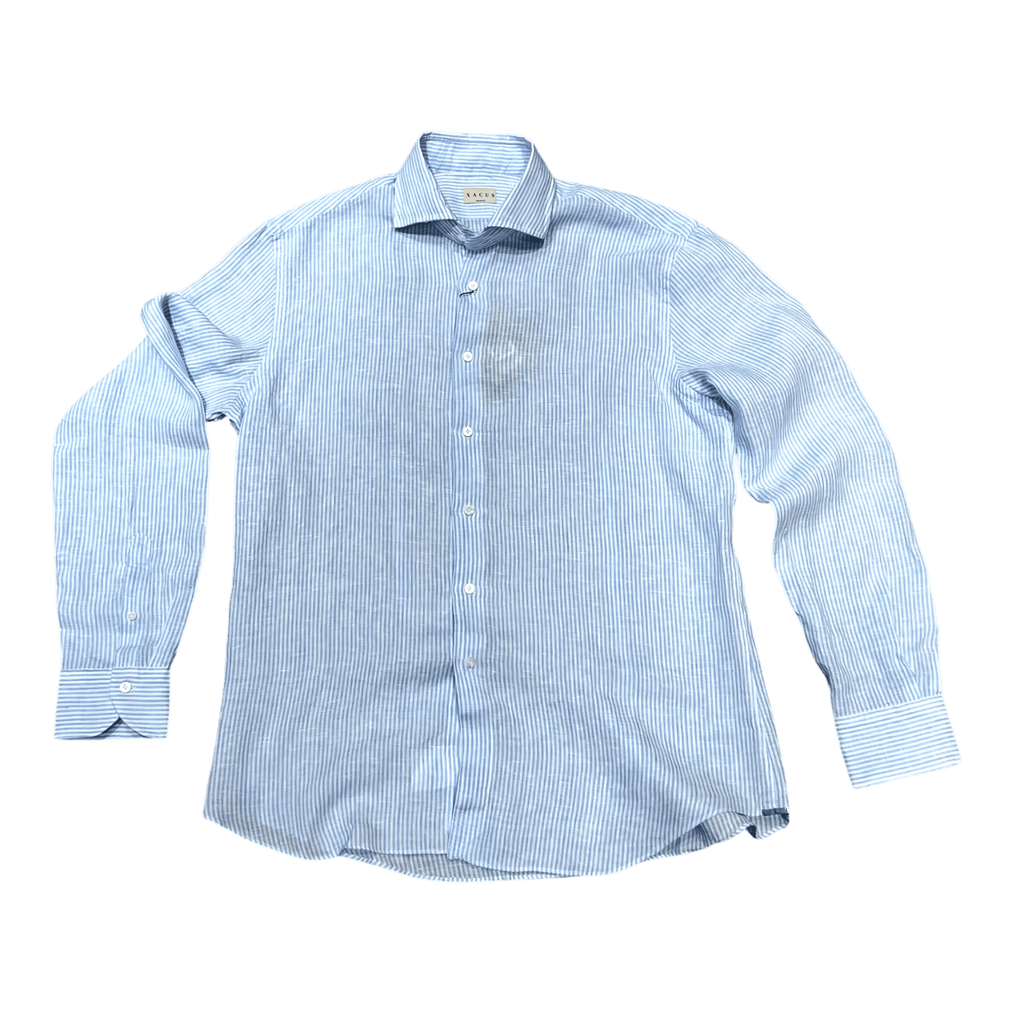 UNIT Hamburg - Xacus, Washed Linen Stripe, hellblau auf Weiß - Xacus