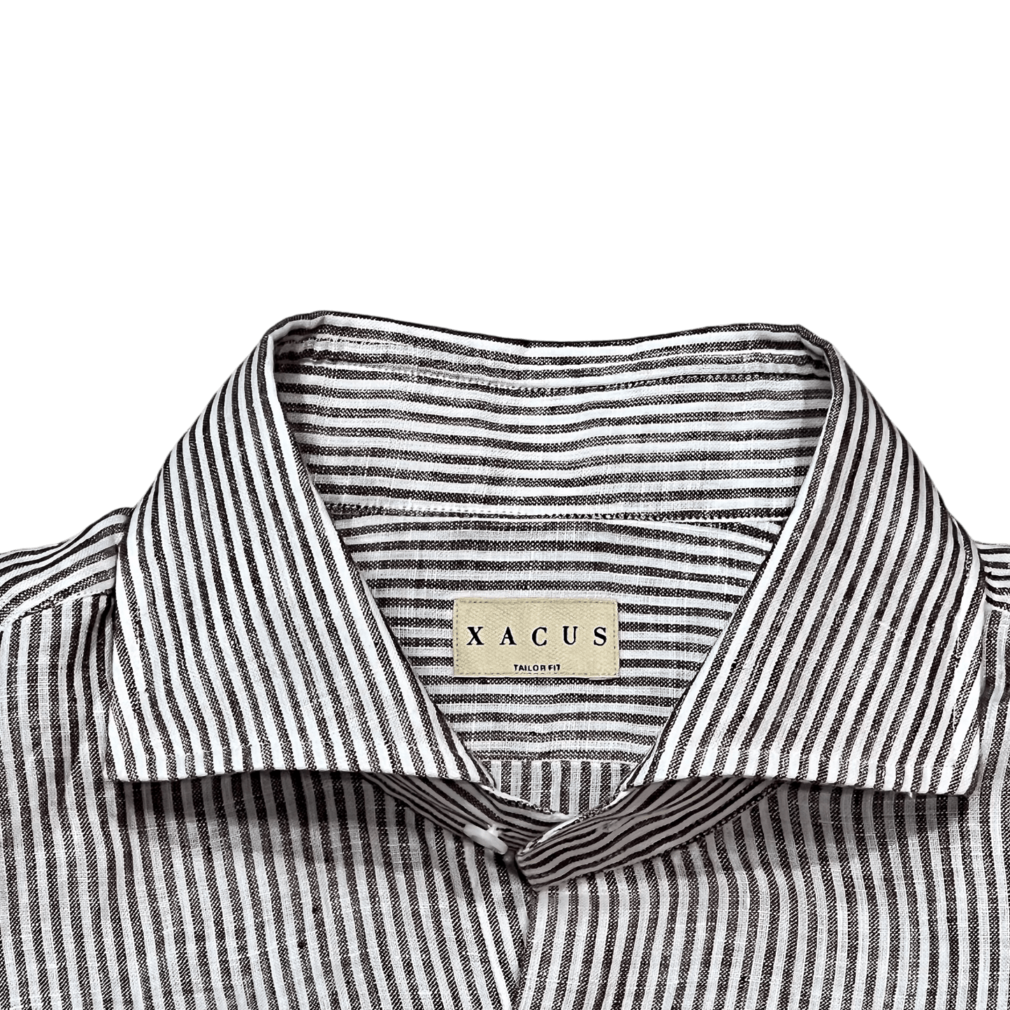 UNIT Hamburg - Xacus Washed Linen Stripe, blanc à rayures marron - Xacus