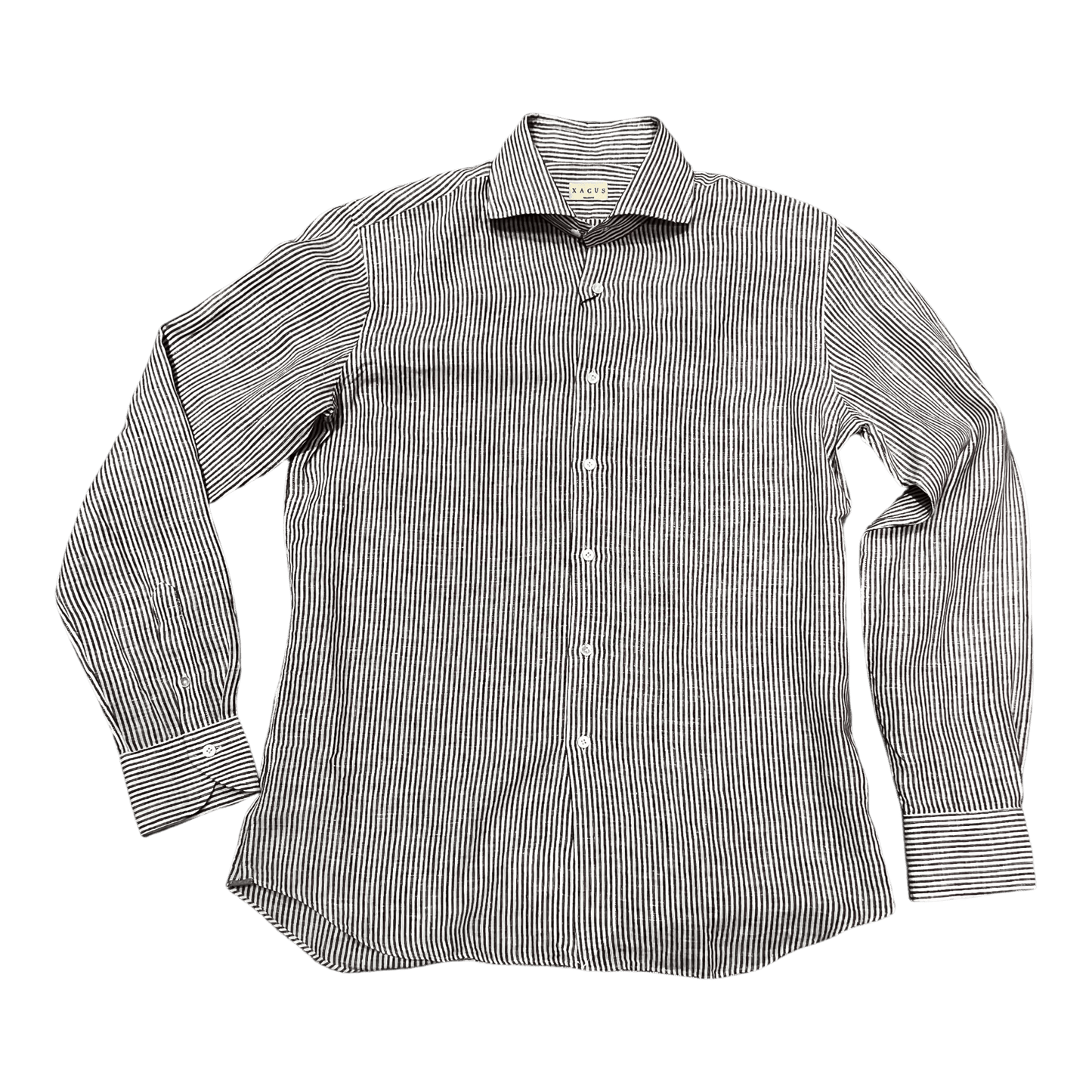 UNIT Hamburg - Xacus Washed Linen Stripe, blanc à rayures marron - Xacus